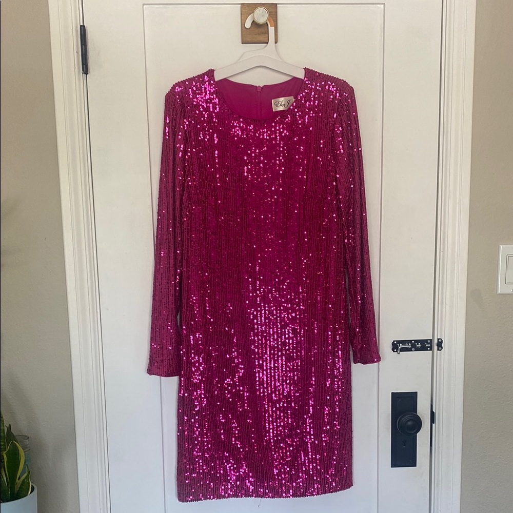 Eliza J Sparkling Pink Sequin Dress (Fits Snug, Good for Size Small or Medium)